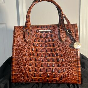 Brahmin Caroline Melbourne Medium Leather Pecan Satchel/Top Handle Bag